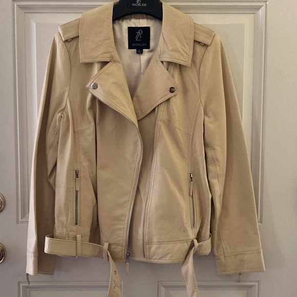 Luxe Rachel Zoe Lamb Leather Biker Jacket/Pockets/Light Tan/Size M/NEW!!! - Picture 2 of 3